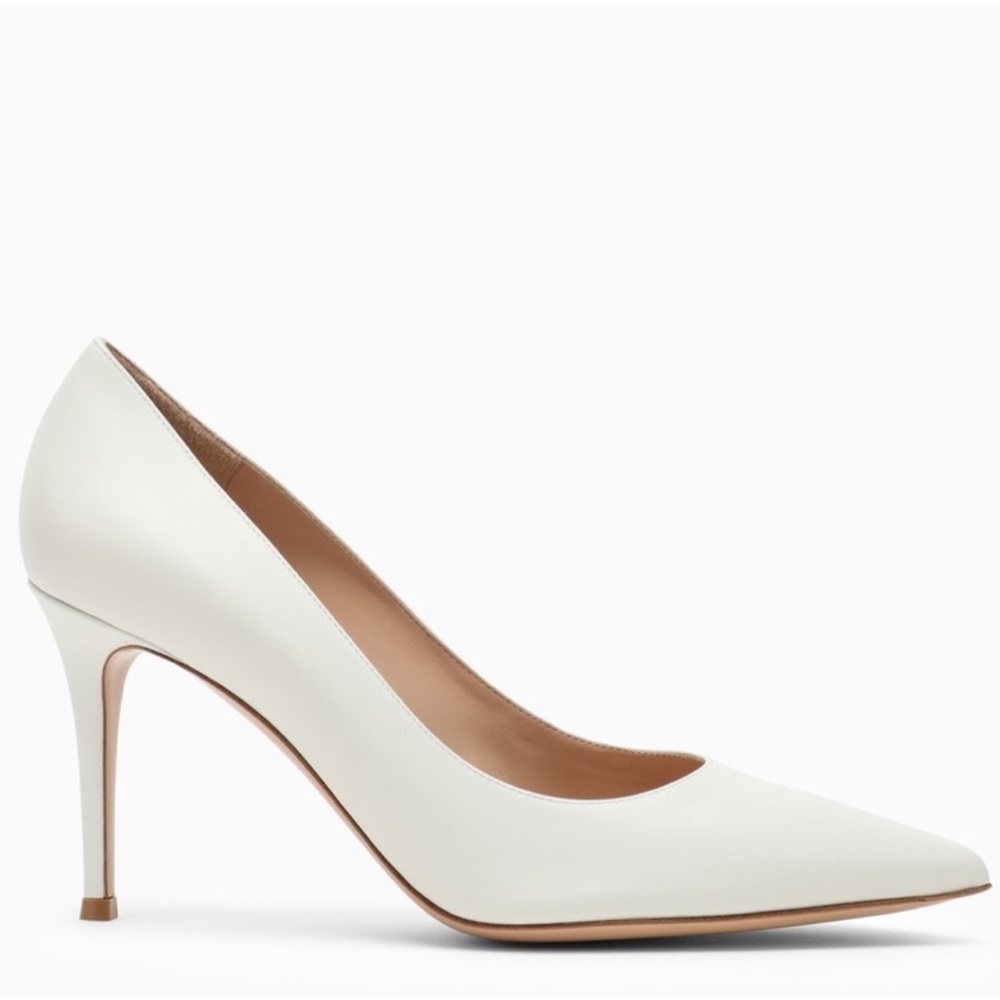Gianvito Rossi 85 White Patent Pumps